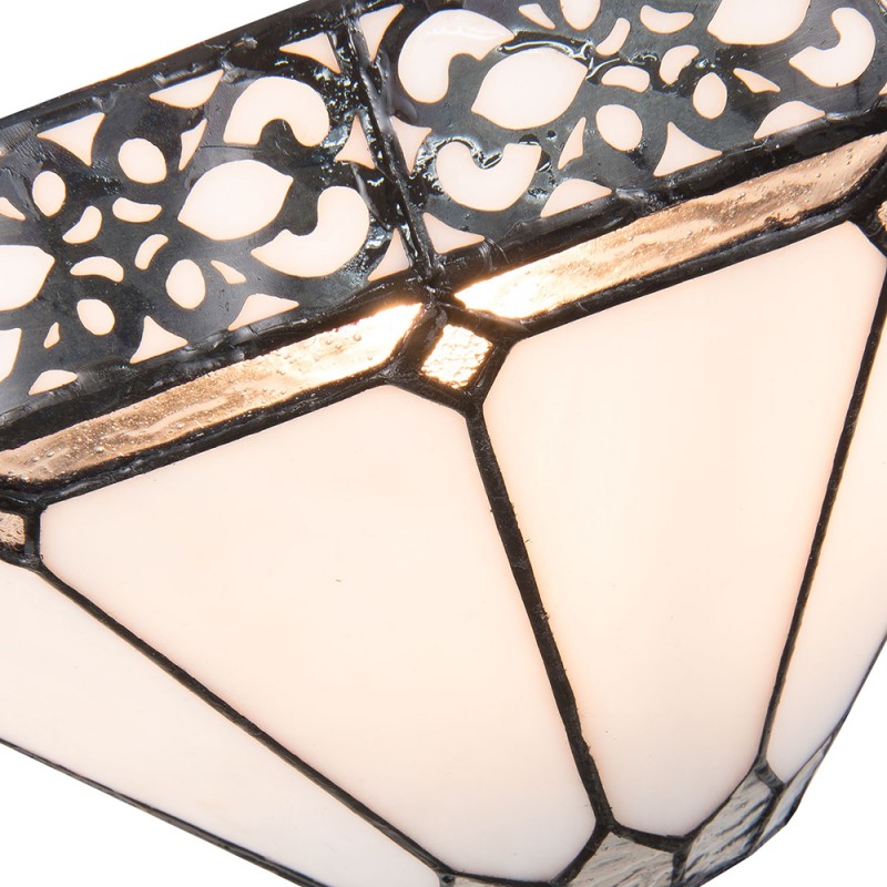 2LumiLamp Wandlamp Tiffany 5LL-5212 30*15*16 cm E14/max 1*40W Wit Bruin Metaal Glas Driehoek Art Deco Muurlamp Sfeerlamp