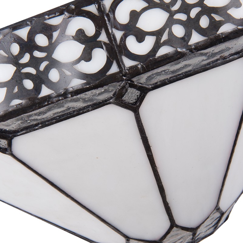LumiLamp Wandleuchte Tiffany 30x15x16 cm  Weiß Braun Metall Glas Dreieck
