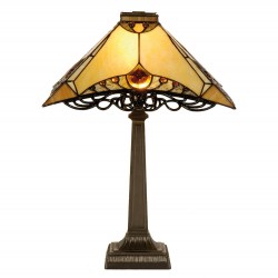 LumiLamp Lampe de table Tiffany 36*36*50 cm E14/max 1*40W Brun, Beige Vitrail