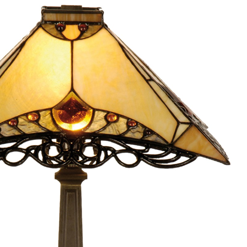 LumiLamp Lampe de table Tiffany 36x36x50 cm  Marron Beige Verre Triangle