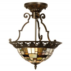 LumiLamp Ceiling Lamp Tiffany Ø 37x41 cm  Brown Beige Metal Glass