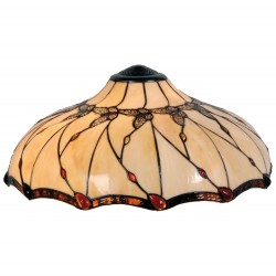 LumiLamp Lampenschirm Tiffany 5LL-5345 Ø 51*21 cm Beige ,Braun Glasmalerei Rund Schmetterling