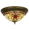 LumiLamp Ceiling Lamp Tiffany Ø 38x19 cm  Red Green Glass Triangle Rose