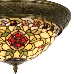 LumiLamp Lampe de plafond Tiffany Ø 38*19 cm E14/max 2*40W Rouge, Vert Vitrail Triangle