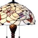 2LumiLamp Lampe de table Tiffany Ø 41*60 cm E27/max 2*60W Violet, Rouge, Blanc Vitrail Semi-circulaire