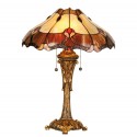 2LumiLamp Lampe de table Tiffany Ø 40*53 cm E27/max 2*60W Rouge, Beige Vitrail