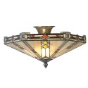 LumiLamp Lampada da soffitto Tiffany Ø 40x23 cm  Beige Marrone  Metallo Vetro