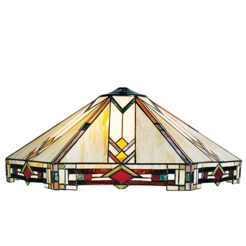2LumiLamp Lampenkap Tiffany 5LL-5423 Ø 58*23 cm Beige Rood Glas Driehoek Art Deco