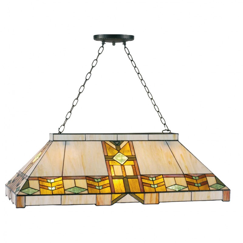 LumiLamp Hanglamp Tiffany 5LL-5469 92*47*125 cm E27/max 3*60W Geel Metaal Glas Rechthoek Art Deco Hanglamp Eettafel