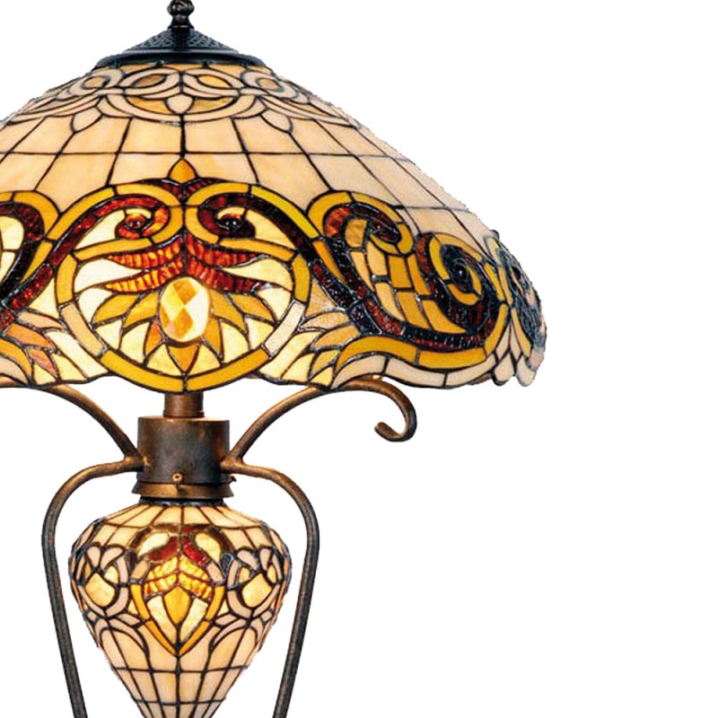 LumiLamp Lampe de table Tiffany Ø 46x76 cm Jaune Vitrail