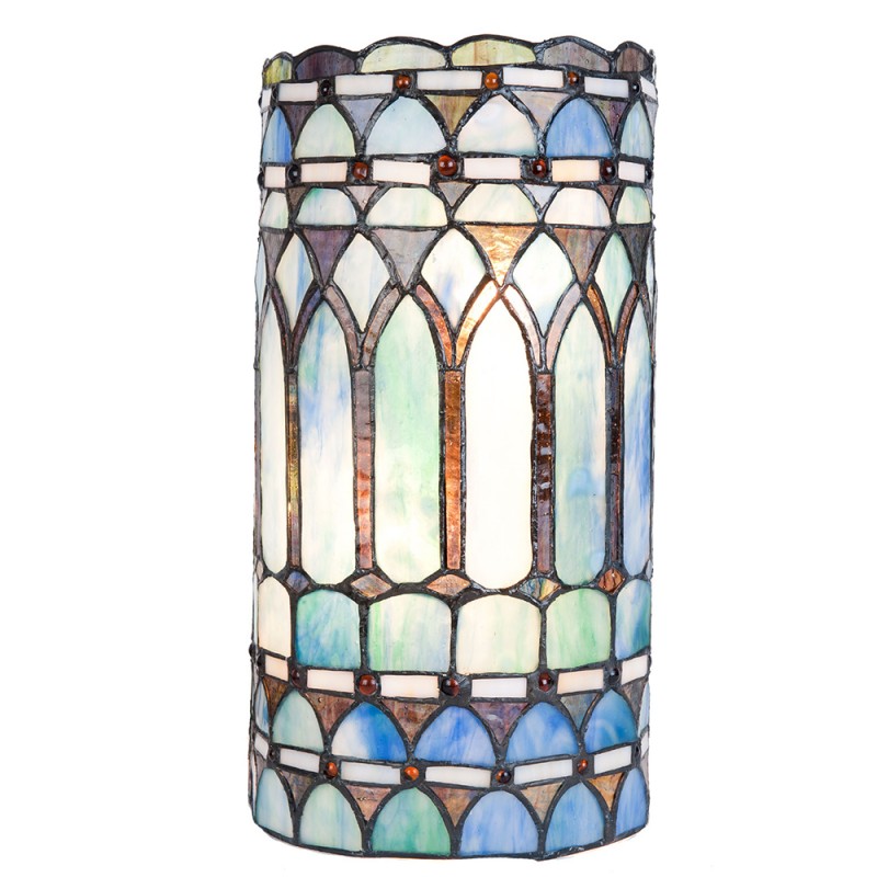 2LumiLamp Wandlamp Tiffany 20x11x36 cm  Blauw Metaal Glas