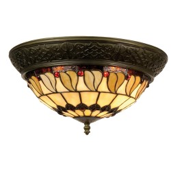 LumiLamp Ceiling Lamp Tiffany Ø 38*19 cm Beige Brown Glass