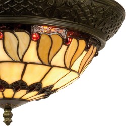 LumiLamp Lampe de plafond Tiffany Ø 38*19 cm E14/max 2*40W Beige, Marron Vitrail