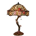 2LumiLamp Lampe de table Tiffany Ø 45*62 cm E27/max 3*60W Vert, Rose Vitrail