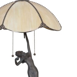 LumiLamp Lampe de table Tiffany 5LL-5719 Ø 41*70 cm E27/max 2*60W Beige, Marron Vitrail Femme Lampe de bureau Tiffany