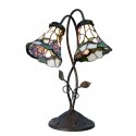 2LumiLamp Tiffany Tafellamp 5LL-5748 34*28*47 cm E14/max 2*40W Wit Bruin Glas in lood Bloemen Tiffany Bureaulamp