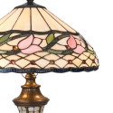 2LumiLamp Tiffany Tafellamp 5LL-5774 Ø 40*60 cm E27/max 2*60W Beige Roze Glas in lood Bloem Tiffany Bureaulamp
