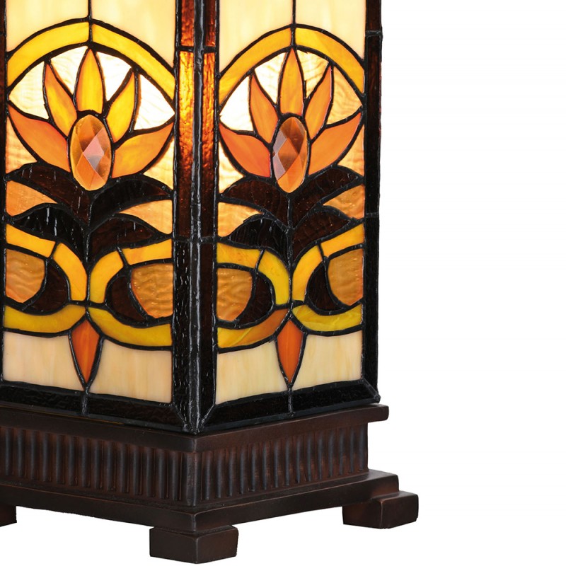 2LumiLamp Lampe de table Tiffany 18x18x45 cm  Beige, Marron Vitrail