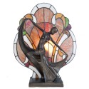 2LumiLamp Lampe de table Tiffany 35*15*44 cm E14/max 1*40W Brun, Rouge Vitrail