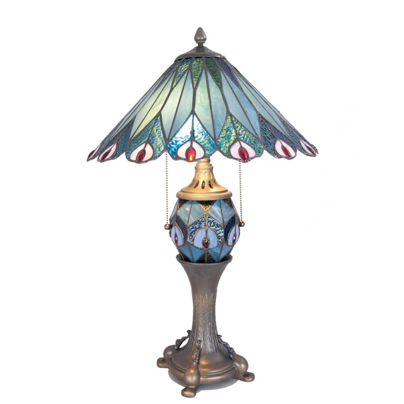 LumiLamp Lampe de table Tiffany Ø 40x65 cm Bleu, Rouge