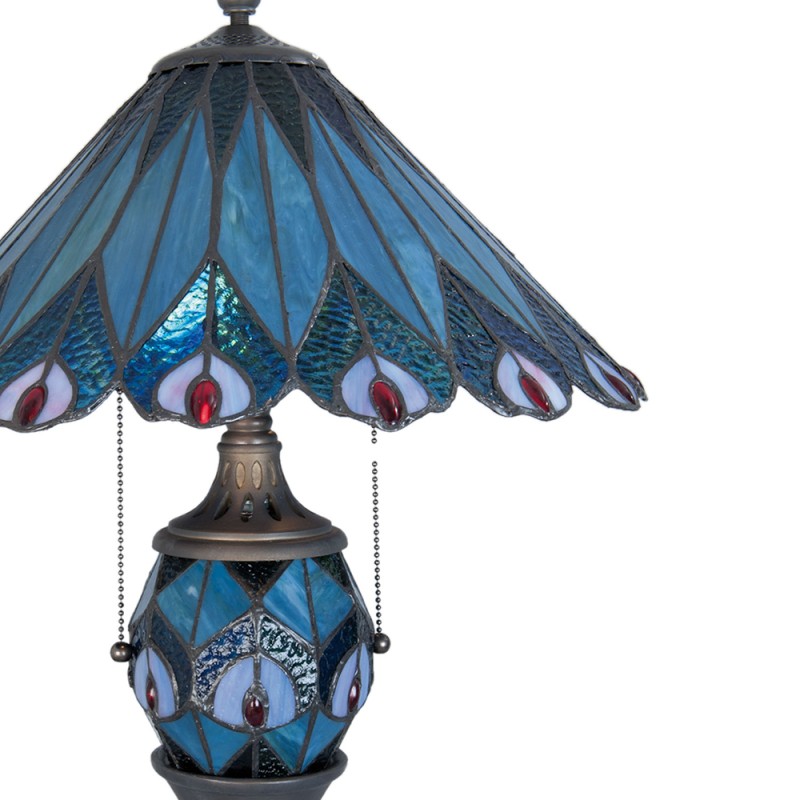 LumiLamp Lampe de table Tiffany Ø 40x65 cm Bleu Rouge Verre