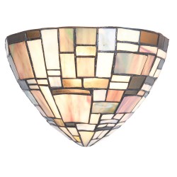 LumiLamp Wandlamp Tiffany 5LL-5844 30*16*18 cm E14/max 1*40W Bruin Beige Glas Driehoek Art Deco Muurlamp Sfeerlamp
