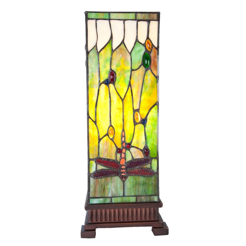 2LumiLamp Wall Lamp Tiffany 5LL-5847 18*18*45 cm Green Brown Glass Square Dragonfly