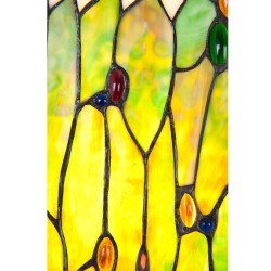 LumiLamp Tiffany Tafellamp 5LL-5847 18*18*45 cm E27/max 1*40W Groen Bruin Beige Glas in lood Vierkant Libelle