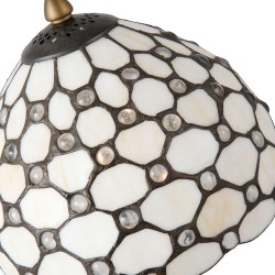 LumiLamp Lampe de table Tiffany Ø 20*38 cm E14/max 1*40W Blanc, Brun