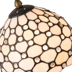 LumiLamp Tiffany Tafellamp 5LL-5879 Ø 20*38 cm E14/max 1*40W Wit Bruin Glas in lood Tiffany Bureaulamp