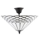 2LumiLamp Plafondlamp Tiffany 5LL-5890 Ø 42*29 cm  Wit Bruin Metaal Glas Driehoek Plafonniere