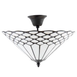 LumiLamp Ceiling Lamp Tiffany 5LL-5890 Ø 42*29 cm White Brown Metal Glass Triangle