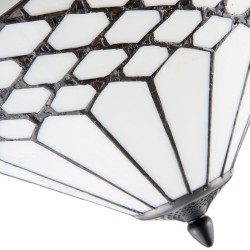 LumiLamp Tiffany Deckenleuchte 5LL-5890 Ø 42*29 cm  Weiß Braun Metall Glas Dreieck Deckenlampe
