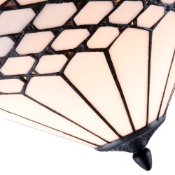 LumiLamp Tiffany Deckenleuchte 5LL-5890 Ø 42*29 cm  Weiß Braun Metall Glas Dreieck Deckenlampe