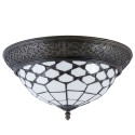 2LumiLamp Lampe de plafond Tiffany Ø 38x19 cm  Blanc, Brun Vitrail Semi-circulaire