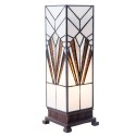 2LumiLamp Tiffany Tafellamp 5LL-5894 12*12*35 cm E14/max 1*25W Wit Bruin Glas in lood Vierkant Art Deco Tiffany Bureaulamp