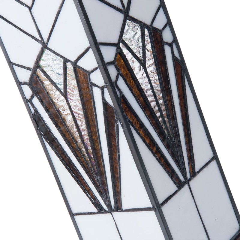 LumiLamp Tiffany Tischlampe 12x12x35 cm Weiß Braun Glas