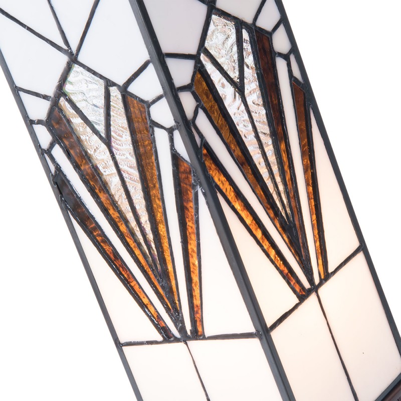 LumiLamp Tiffany Tafellamp 12x12x35 cm Wit Bruin Glas