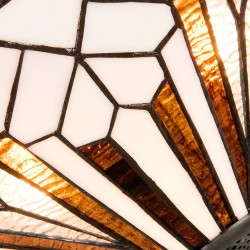 LumiLamp Plafondlamp Tiffany 5LL-5896 Ø 40*28 cm E14/max 2*40W Wit Bruin Metaal Glas Driehoek Art Deco Plafonniere