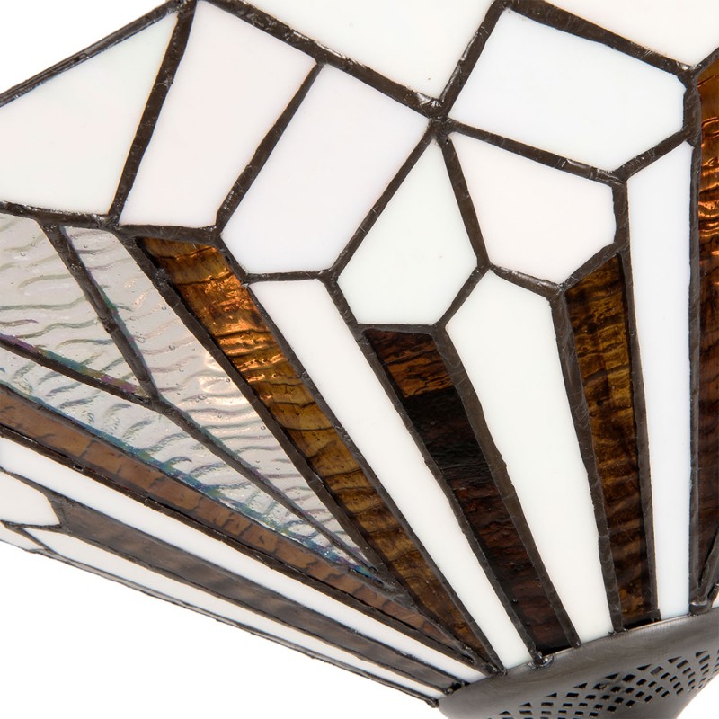 LumiLamp Plafondlamp Tiffany Ø 40x28 cm  Wit Bruin Metaal Glas