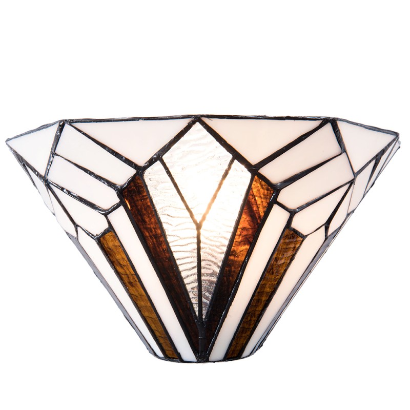 LumiLamp Lampada da parete Tiffany 31x16x16 cm  Bianco Marrone  Metallo Vetro Triangolo