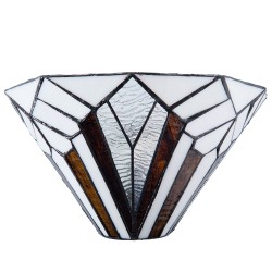 LumiLamp Wandlamp Tiffany 5LL-5898 31*16*16 cm E14/max 1*40W Wit Bruin Metaal Glas Driehoek Art Deco Muurlamp Sfeerlamp