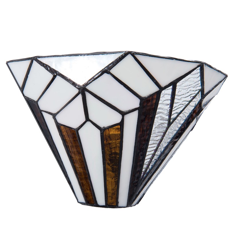 LumiLamp Lampada da parete Tiffany 31x16x16 cm  Bianco Marrone  Metallo Vetro Triangolo