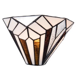 LumiLamp Wandlamp Tiffany 5LL-5898 31*16*16 cm E14/max 1*40W Wit Bruin Metaal Glas Driehoek Art Deco Muurlamp Sfeerlamp
