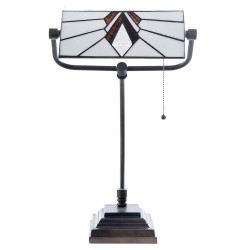 LumiLamp Lampe de table Tiffany 32*27*51 cm E27/max 1*60W Blanc, Brun Vitrail
