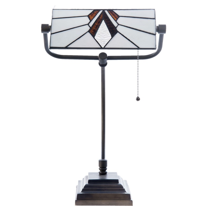 2LumiLamp Lampe de table Tiffany 32x27x51 cm  Blanc, Brun Vitrail