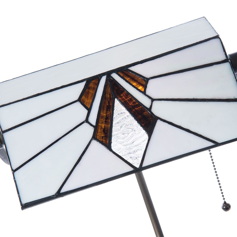 LumiLamp Lampada da tavolo Tiffany 32x27x51 cm  Bianco Marrone  Vetro