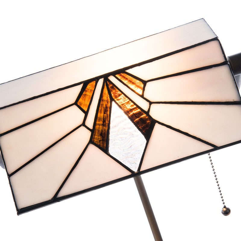 2LumiLamp Lampe de table Tiffany 32x27x51 cm  Blanc, Brun Vitrail
