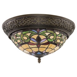 LumiLamp Lampe de plafond Tiffany 5LL-5909 Ø 38*20 cm E14/max 2*40W Jaune Vitrail Semi-circulaire