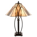 2LumiLamp Tiffany Tafellamp 5LL-5913 51*44*66 cm E27/max 2*60W Bruin Beige Glas in lood Art Deco Tiffany Bureaulamp